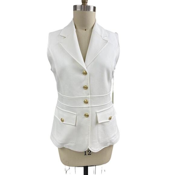 Joie White Sleeveless Blazer Vest with Gold Buttons – Size M – NWT - Picture 1 of 6